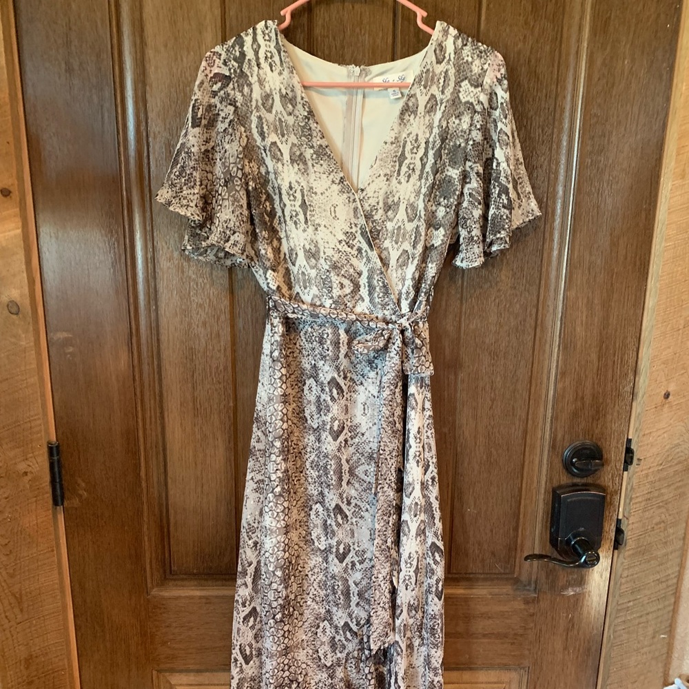 Mock Wrap Snake Print dress